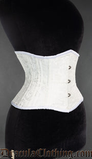 White Brocade Double Boned Waist Cincher