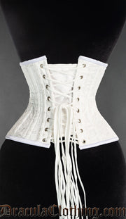 White Brocade Double Boned Waist Cincher