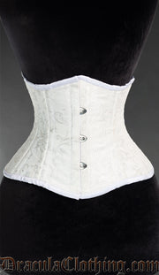 White Brocade Double Boned Waist Cincher