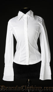 WHITE COTTON ELEGANT CRAVAT BLOUSE