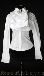 WHITE COTTON ELEGANT CRAVAT BLOUSE