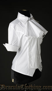 WHITE COTTON PANEL CRAVAT BLOUSE