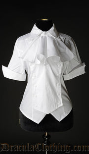 WHITE COTTON PANEL CRAVAT BLOUSE