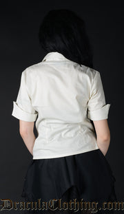 IVORY COTTON PANEL CRAVAT BLOUSE