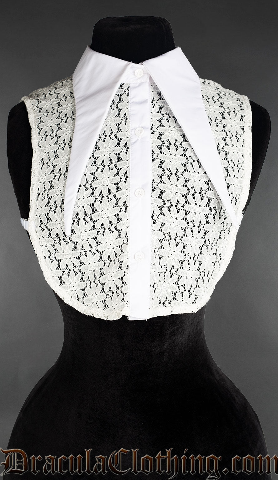White long swallow tailed collar and lace bodice panel designed to be worn under women's dress