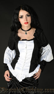 White Satin Brocade Blouse