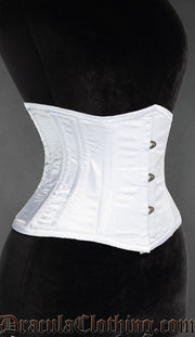 White Satin Double Boned Waist Cincher