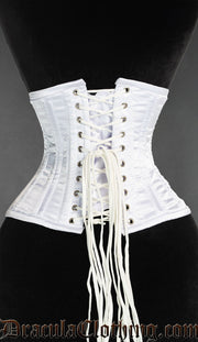 White Satin Double Boned Waist Cincher