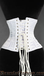 White Satin Double Boned Waist Cincher