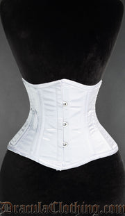 White Satin Double Boned Waist Cincher