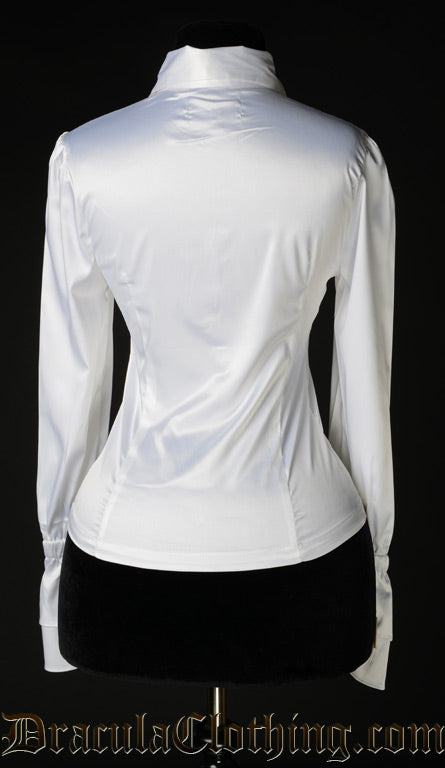 White Satin Elegant Cravat Blouse
