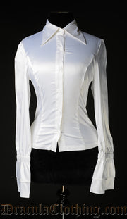 White Satin Elegant Cravat Blouse