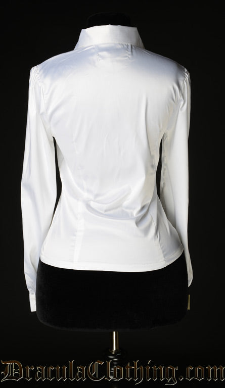 Back of white satin women's blouse