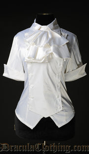 WHITE SATIN PANEL CRAVAT BLOUSE