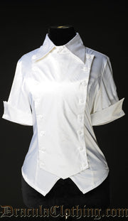 WHITE SATIN PANEL CRAVAT BLOUSE