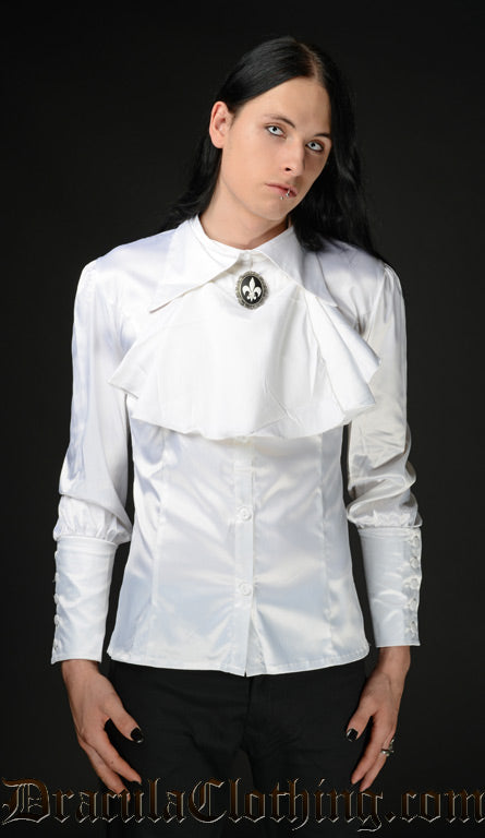 dress shirt with cravat Steampunk 100% Mulberry Silk Dress Shirt Cravat Set Black Grey Burgundy