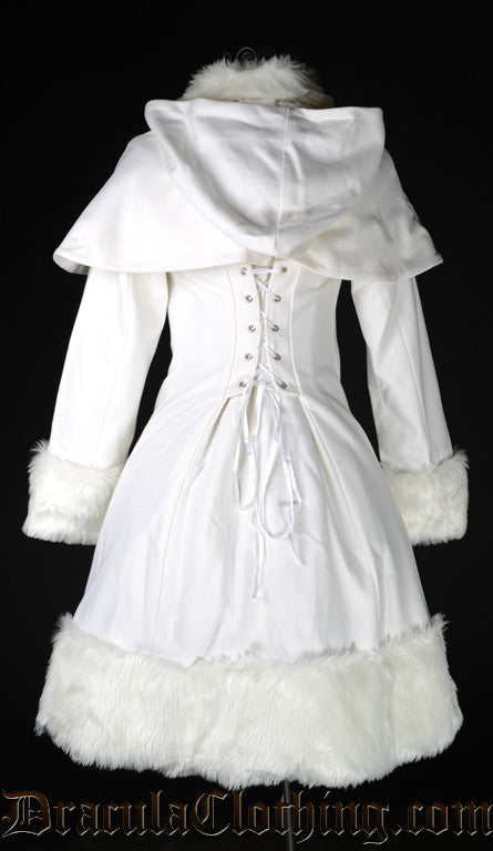 white winter dress coat Thick White Winter Wool Coat – DraculaClothing