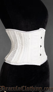 White Velvet Double Boned Waist Cincher