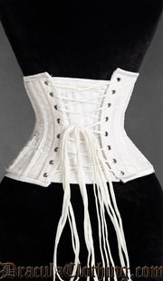 White Velvet Double Boned Waist Cincher