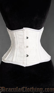 White Velvet Double Boned Waist Cincher