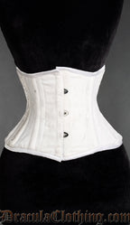 White Velvet Double Boned Waist Cincher