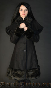 Thick Winter Wool Coat Black Satin Lining