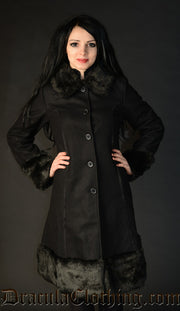 Thick Winter Wool Coat Black Satin Lining