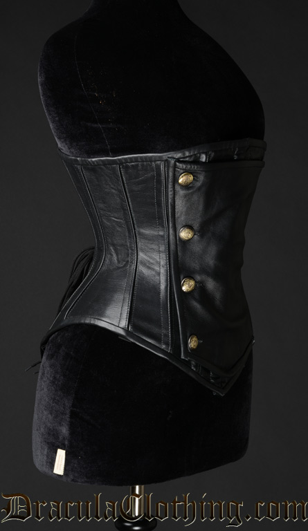 Black Leather Officer Corset