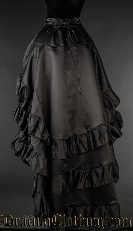 Black Satin Layer Bustle Skirt