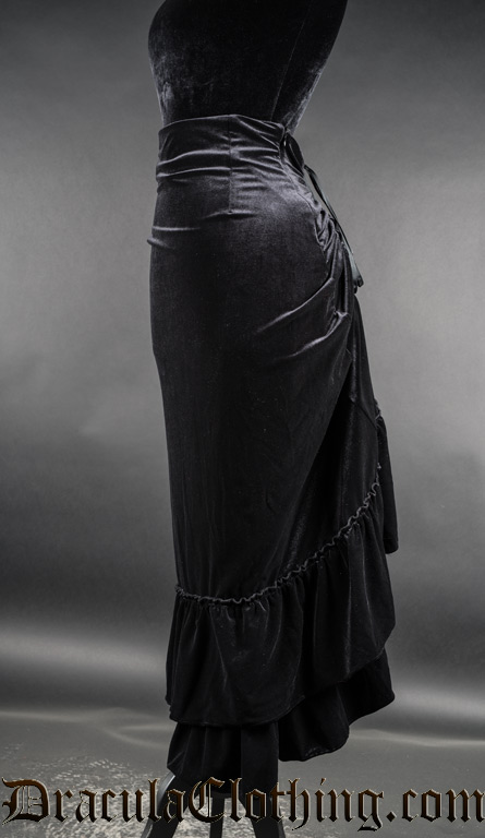 Black Velvet Two Layer Bustle Skirt