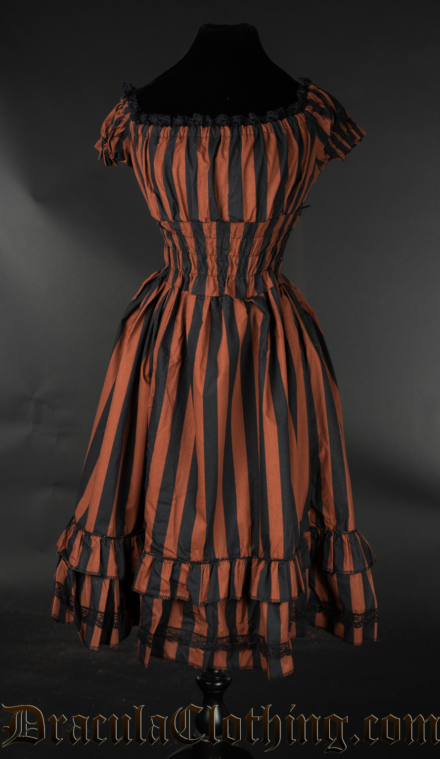 Brown Striped Gothabilly Dress