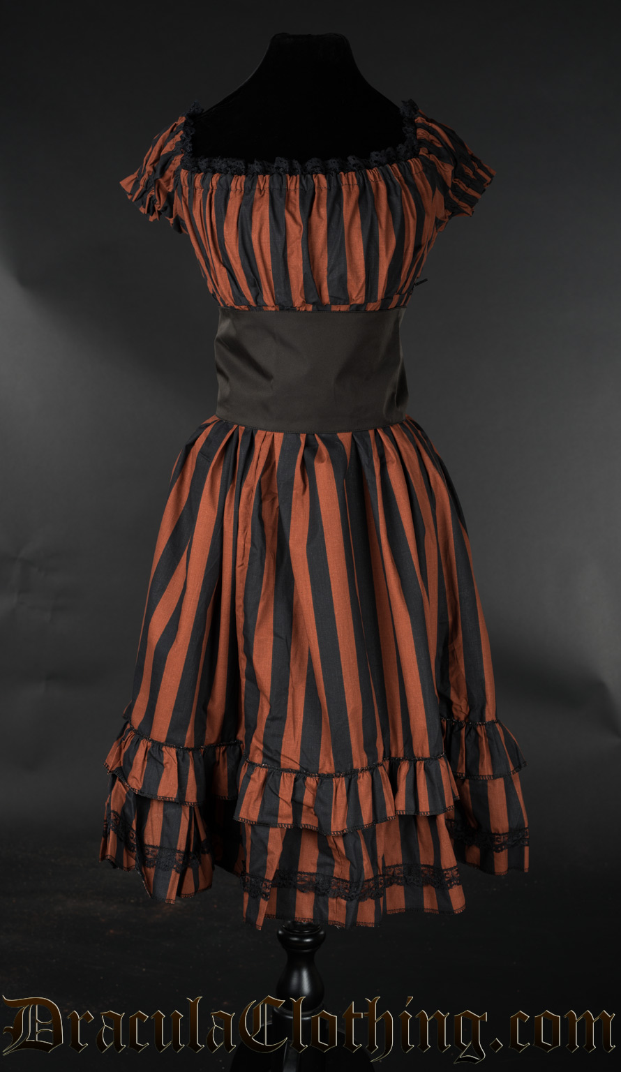Brown Striped Gothabilly Dress