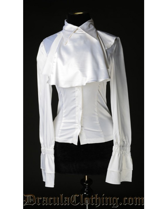White Satin Elegant Cravat Blouse