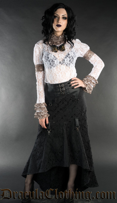 Brown Steampunk Lace Top
