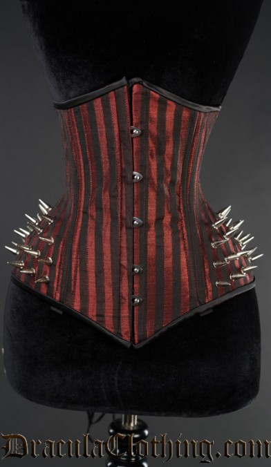 Red Striped Extreme Waist Spike Corset