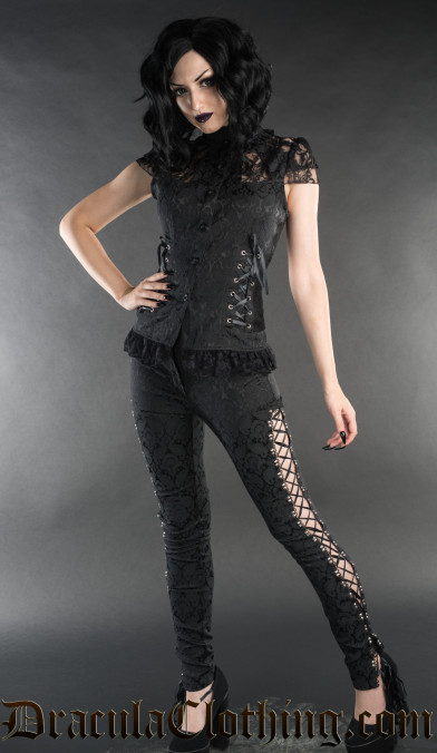 Side Laced Brocade Pants