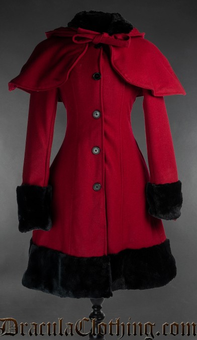 Thick Red Winter Wool Coat