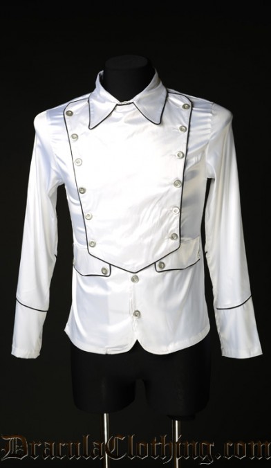 White Satin Military Shirt