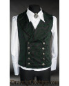 Green Brocade Double Buttoned Vest