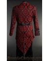 Red Brocade Double Buttoned Tailcoat