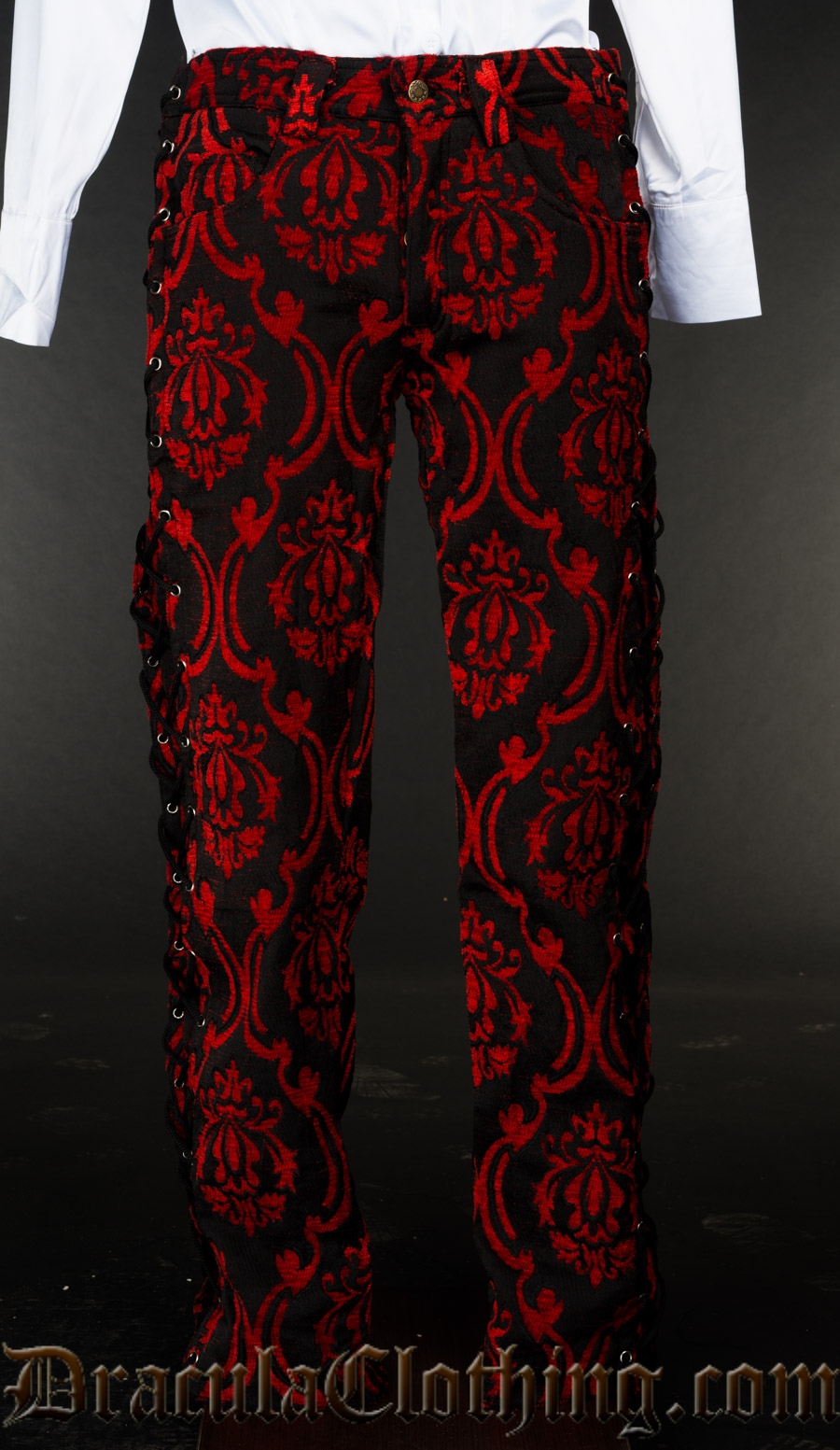Red Brocade Laced Pants