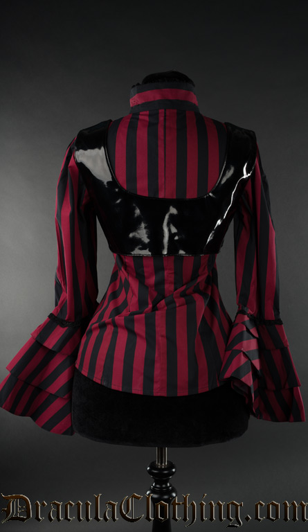 Red Striped Buckle Blouse